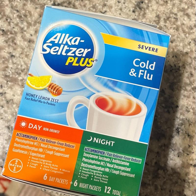 Alka-Seltzer Plus® 12-Count Severe Cold & Flu Day/Night Powder Packets in  Honey Lemon Zest Customer Reviews | Bed Bath & Beyond