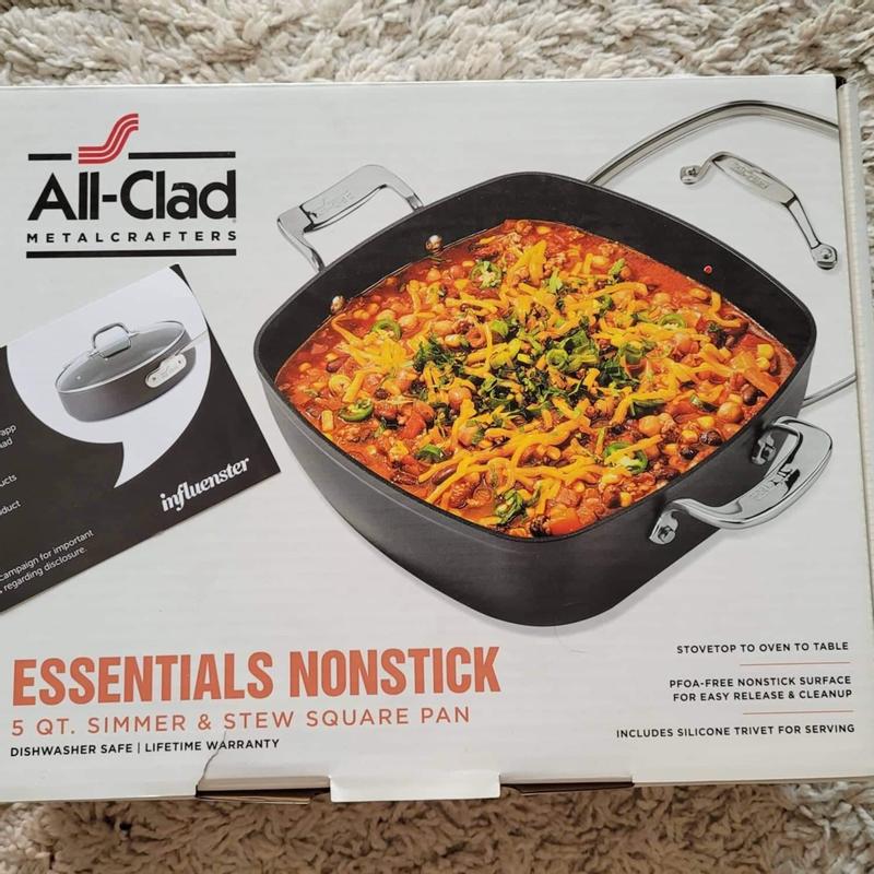 All-Clad Essentials Non-Stick 5 Qt. Simmer & Stew Square Pan with Trivet