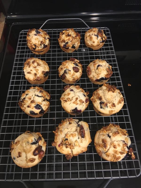 Blueberry banana nut/fruit granola muffins