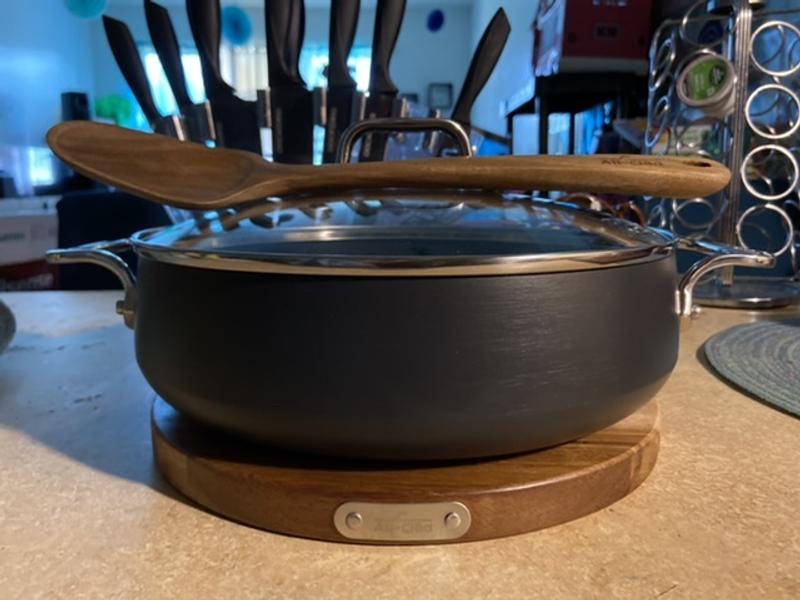 All-Clad HA1 Nonstick Universal Pan with Acacia Wood Trivet & Spoon