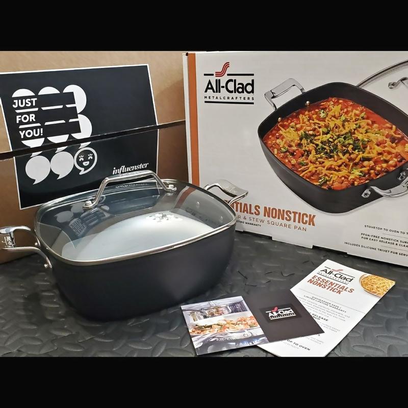All-Clad Essentials Nonstick Hard Anodized Simmer & Stew Square Pan with  Trivet