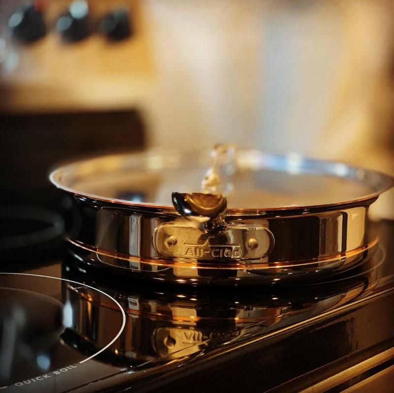 All Clad Copper Core 5-ply Lid Left on Gas Burner : r/AllClad