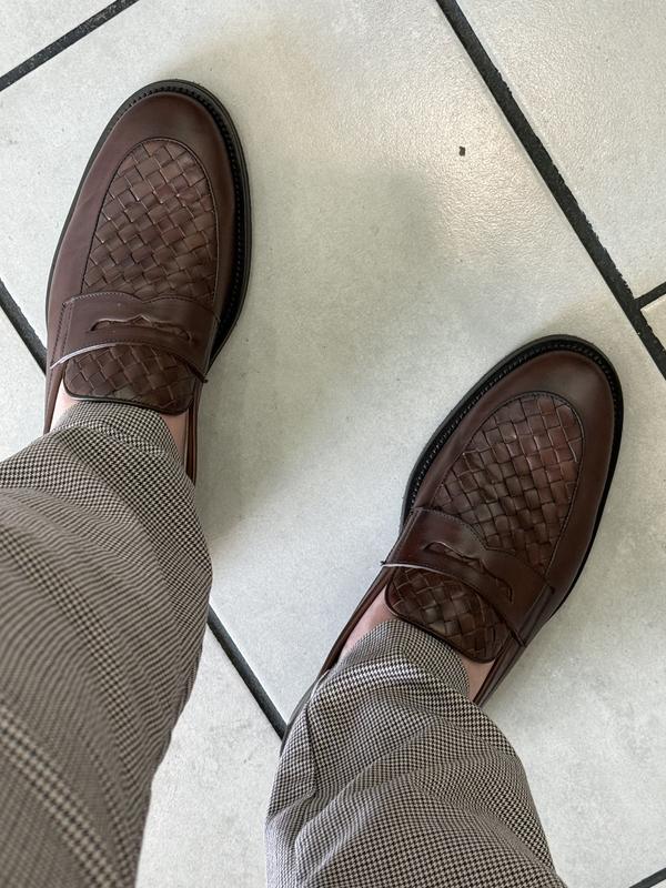 Allen Edmonds Como Woven Dark Brown Leather Penny Loafers 8228 Mens 11 D Como Woven Penny Loafer | Men main image 2