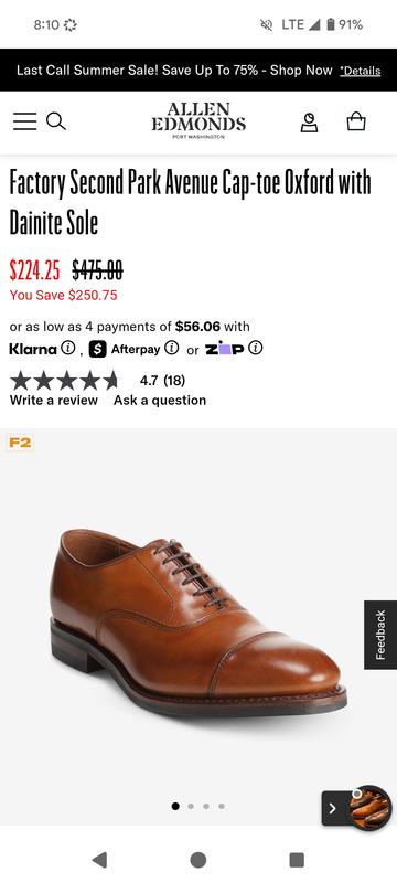 Factory Second Park Avenue Cap-toe Oxford with Dainite Sole