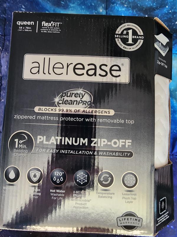 MATTRESS PROTECTOR Platinum Allergy Relief Zip-Off Top Zippered Twin  ALLEREASE