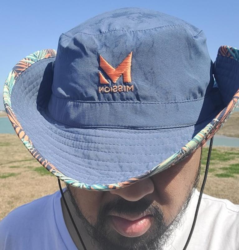 MISSION Cooling Bucket Hat- UPF 50, 3” Wide Brim, Cools When Wet (Reptilia  Punch)