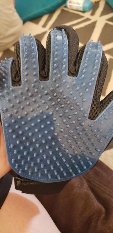 True Touch Pet de shedding glove Blue Dog Cat Grooming Mitt in the