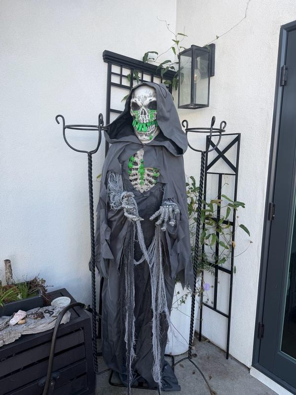 Haunted Hill Farm 5.5 ft. Mouth Moving Green LED Light Standing ...