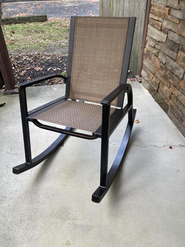 Hanover Monaco Woven Bronze Aluminum Frame Rocking Chair with Tan Woven ...