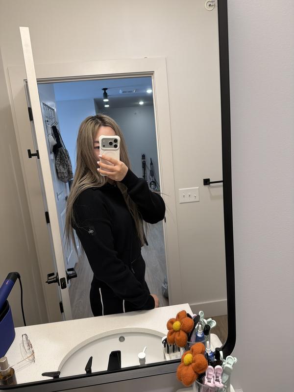 Scholar Knit Cropped Full Zip Jacket - Black