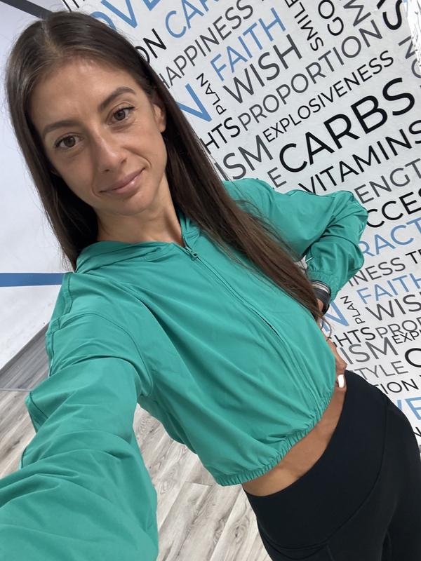 Cropped Breezy Full-Zip Hoodie - Spruce Green