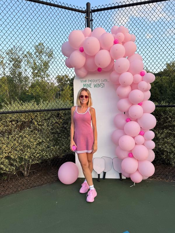 Tennis Club Sweater Knit Dress - White/Candy Red