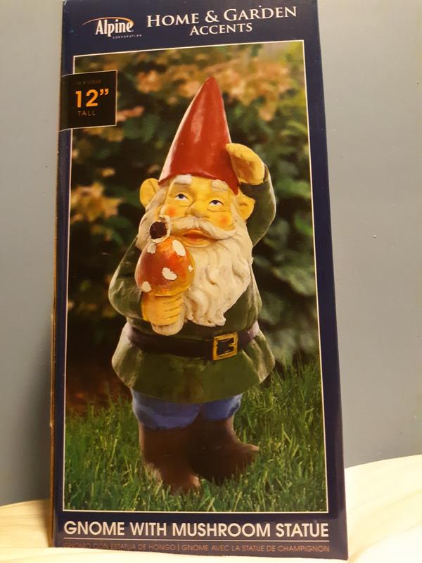 Nain De Jardin Avec Champignon Alpine Wac408 - Figurine Décorative En Polyrésine, Dimensions 16,5x15,5x33,5 Cm