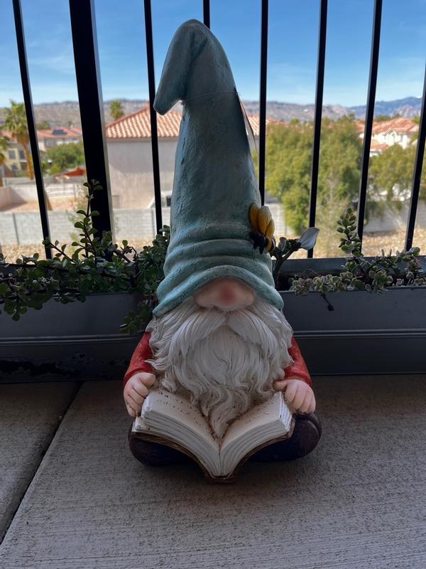 Alpine Corporation 20 in. Gnome Reading Book Garden Statue with