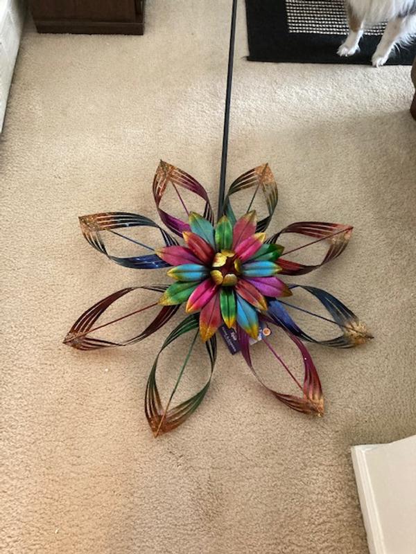 Alpine Corporation Multicolor Iron Floral Wind Spinner MZP524 at
