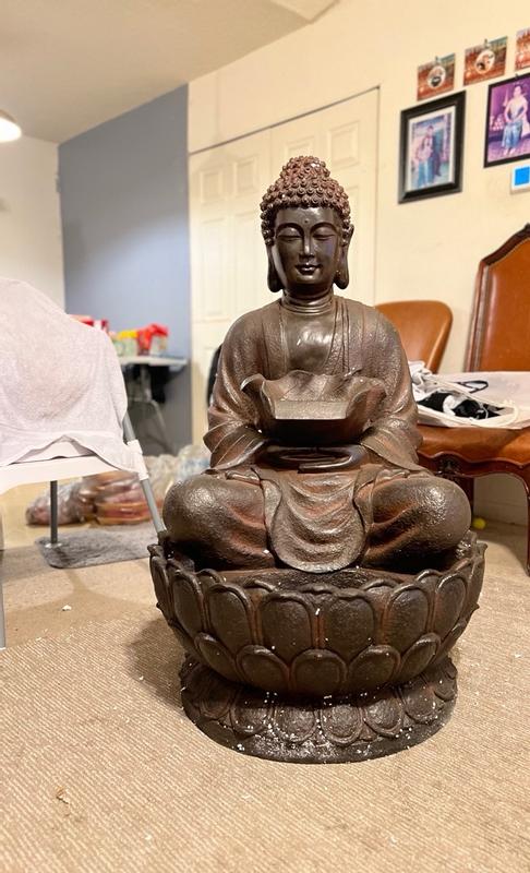 Alpine Corporation 44-in H x 24-in W Brown Buddha Garden Statue