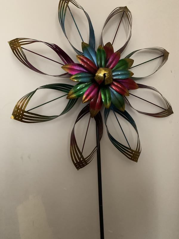 Alpine Corporation Multicolor Iron Floral Wind Spinner MZP524 at