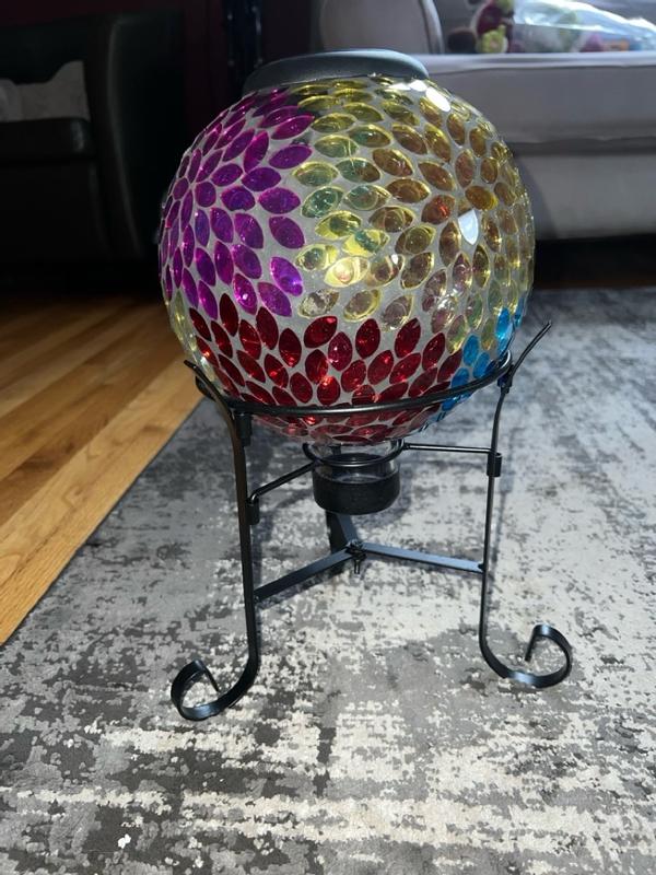 Globo Da Giardino Alpine Corporation – Sfera Decorativa In Vetro Mosaico Multicolore – Effetto Pavone – Resistente Agli Agenti Atmosferici - 3