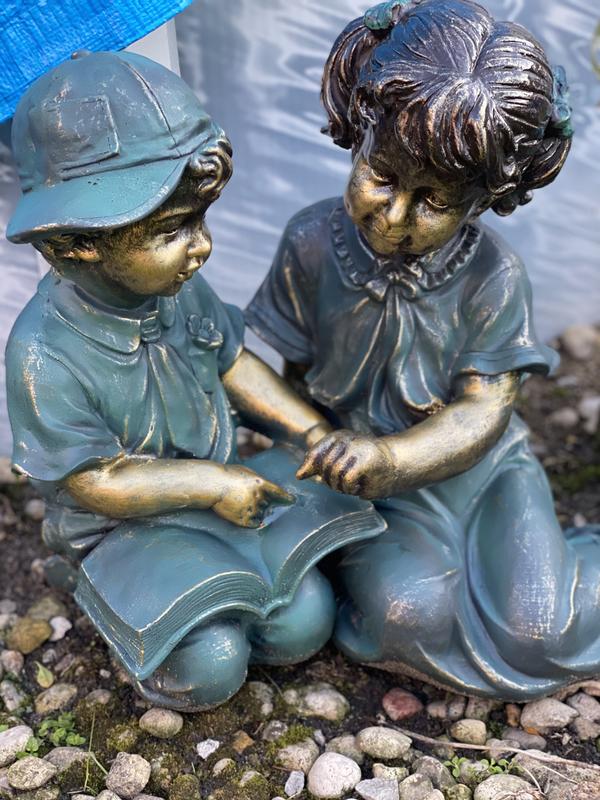 Alpine Boy and Girl Reading Together Statue