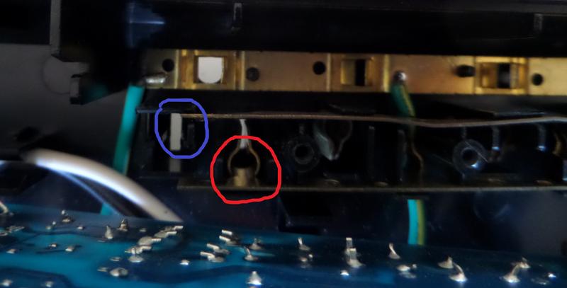 Manufacturing defect- Blue outline shows no contact, should look like red outline