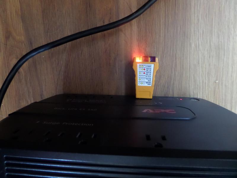 Outlet tester showing fault