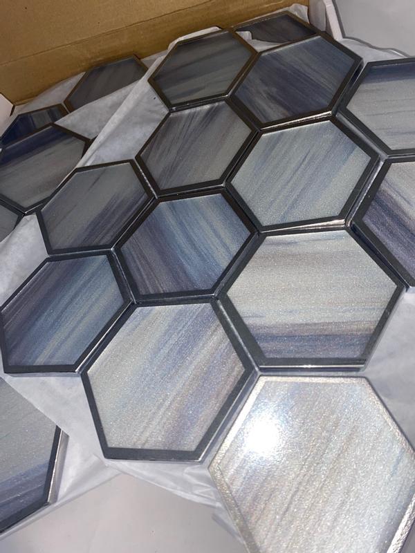 Apollo Tile Solace Light Frost Blue 9-in x 10-in Matte Glass Hexagon ...