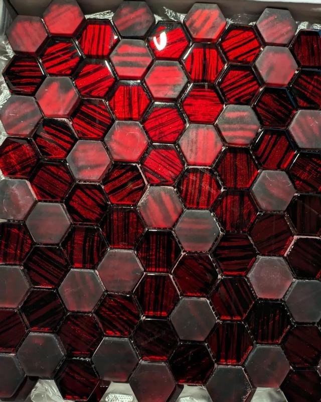 Apollo Tile Duchess Wine Red 12-in x 12-in Multi-finish Glass Hexagon ...