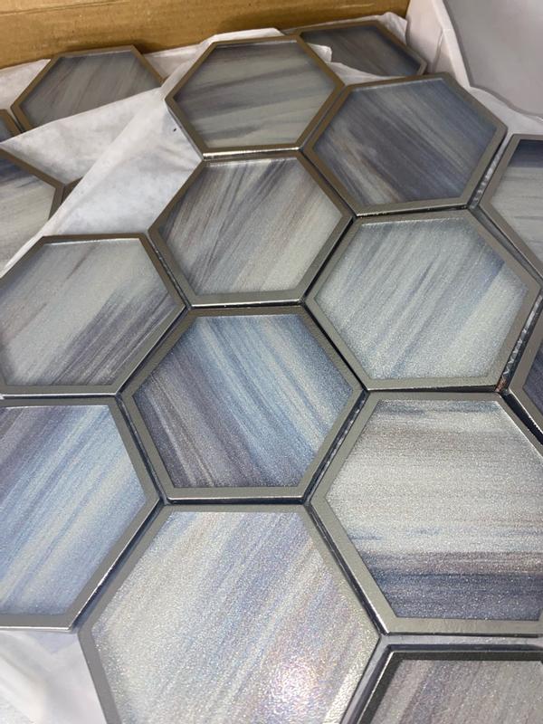Apollo Tile Solace Light Frost Blue 9-in x 10-in Matte Glass Hexagon ...