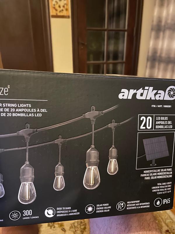 Solar Blaze 20 LED Solar String Lights in Black | Artika Canada
