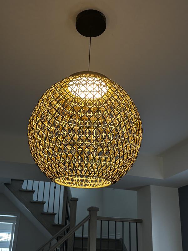 Benson LED pendant light 5 CCT black and rattan | Artika Benson LED pendant light 5 CCT black and rattan | Artika