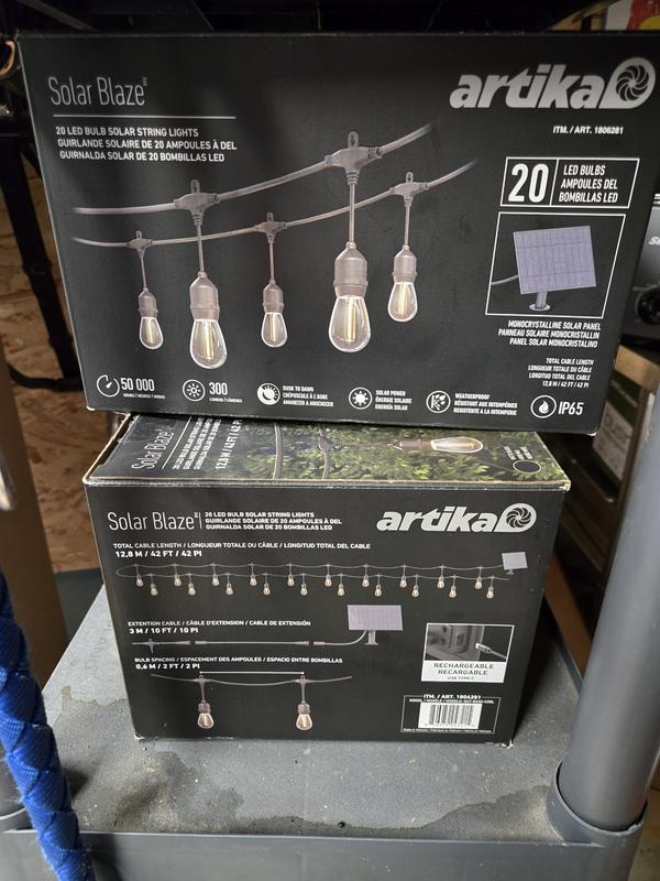 Solar Blaze 20 LED Solar String Lights in Black | Artika Canada