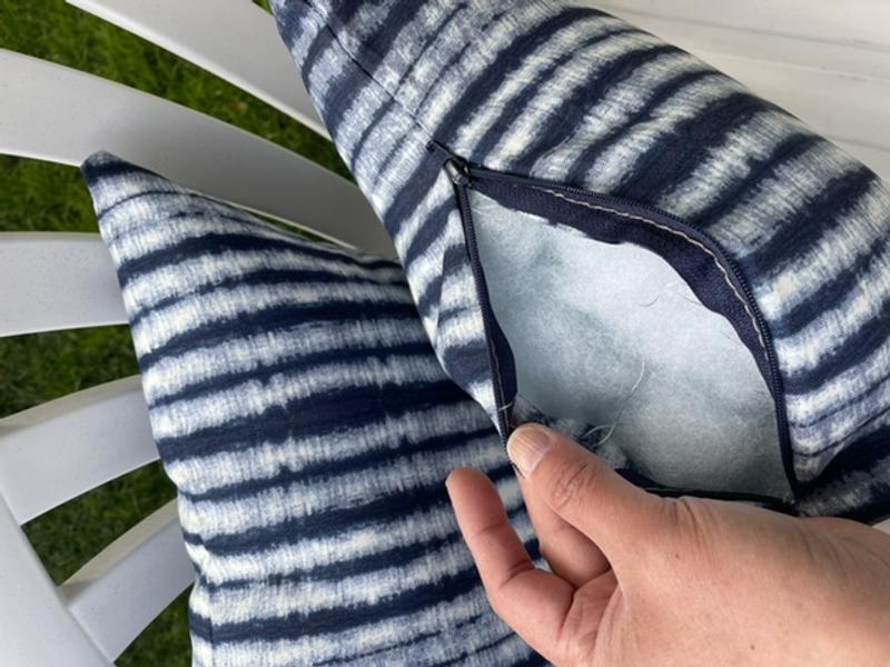 Arden Selections 16 in. x 16 in. Blue Shibori Stripe Outdoor Square Throw Pillow (2-Pack)