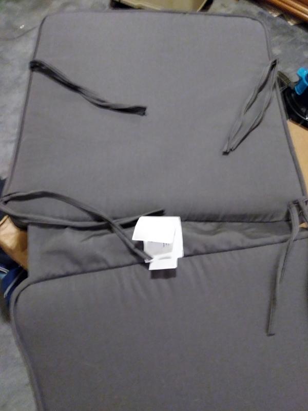 Has strings to hold on chair caution.