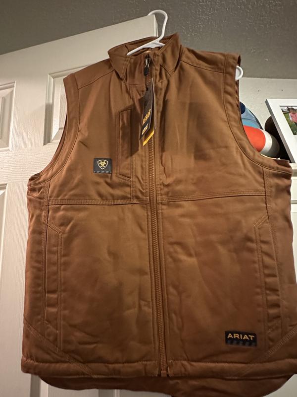 Ariat Gilet Uomo Rebar DuraCanvas | Nero | Tessuto Idrorepellente | 68% Cotone 30% Poliestere 2% Spandex | Tasca Petto Con Cerniera