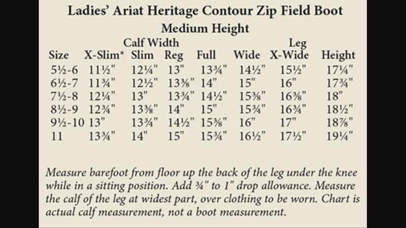 ariat heritage contour zip field boot