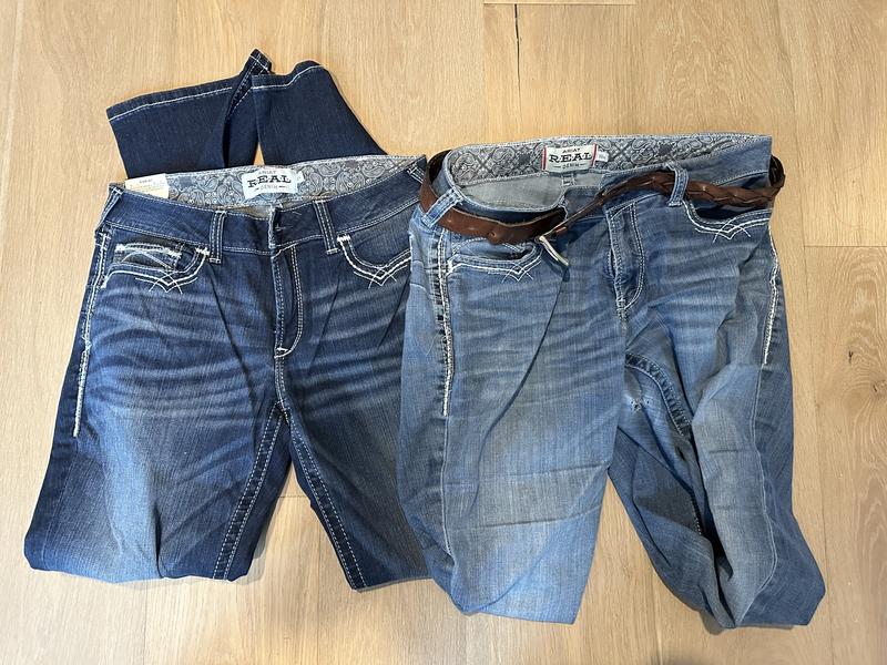 Pair on left are my new jeans, pair on right are 3 years old and has been put through the wringer. Love the fit being the same.