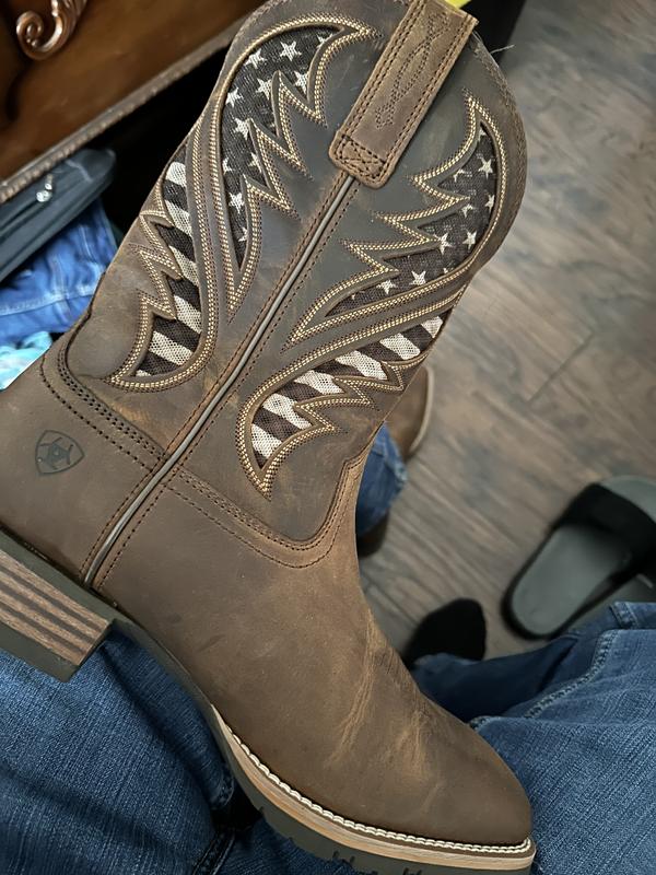 Ariat Hybrid VentTEK Leather Cowboy Boot - Men's Shoes in Distressed Brown American