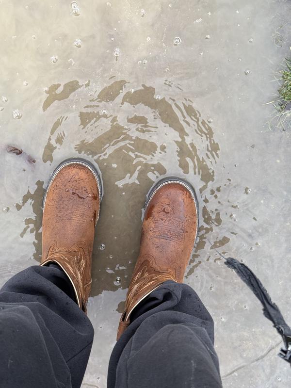 Standing in water puddle