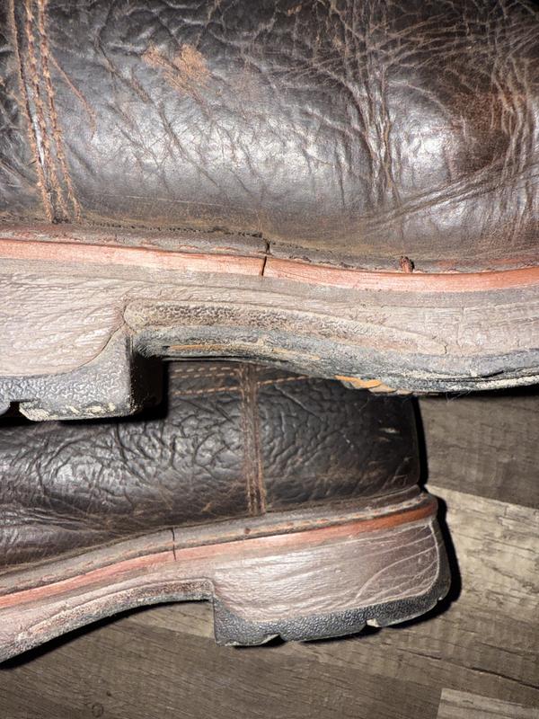 Bottom peeling and both soles on boots cracked.