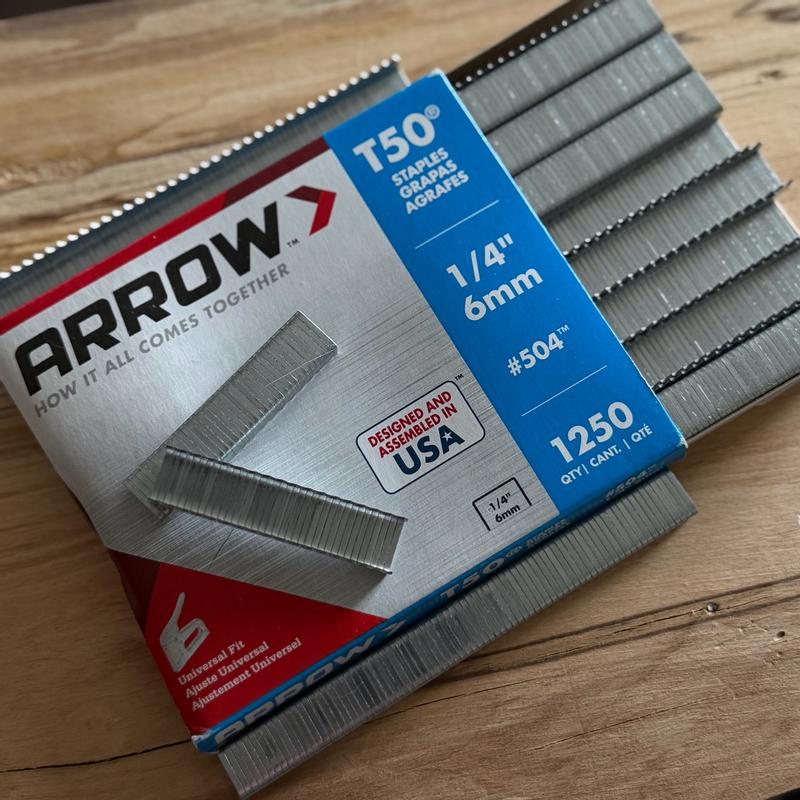 りょです₊⁎⁺˳✧༚ Arrow T50 1/4 in. Leg x 3/8 in. 504 Galvanized, Medium Crown