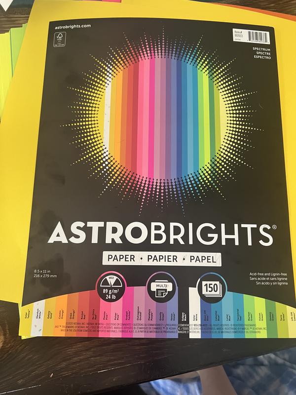 Astrobrights Color Paper, 8.5 x 11, 24 lb./89 Gsm, Spectrum Assortment,  150 Sheets