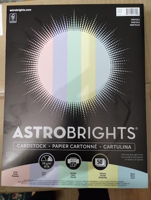 Astrobrights Color Cardstock, 8.5 x 11, 65 lb/176 gsm, Pastels 5