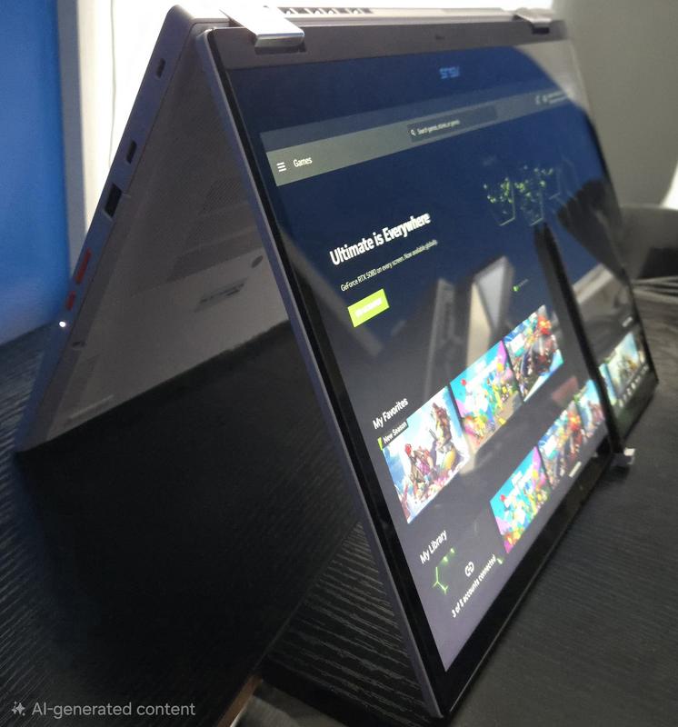 Show of how the Chromebook can flip and its stylist.(note some AI was used for cleaner background)