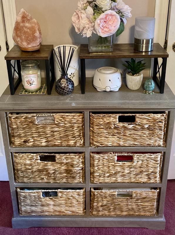 Distressed Black Keenan Storage Chest with Wicker Drawers