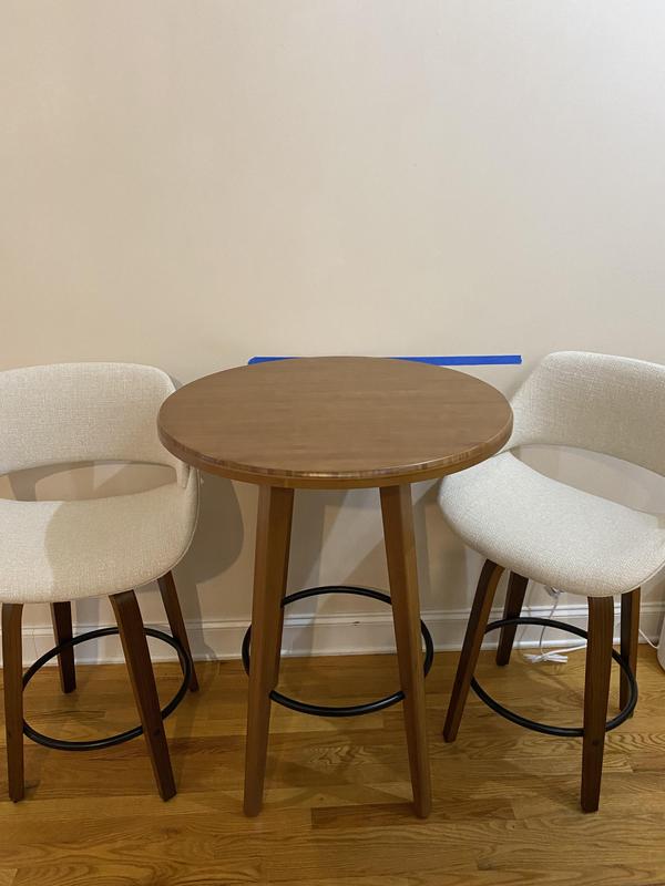 LumiSource Corazza Mid Century Modern Counter Stool WalnutCharcoal