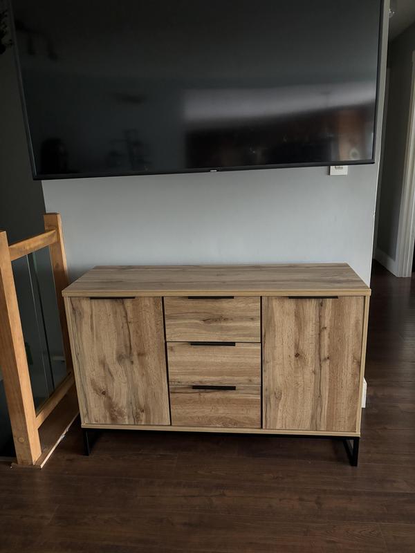 Baxton Studio Industrial Oak Finished Wood and Black Metal 3-Drawer ...