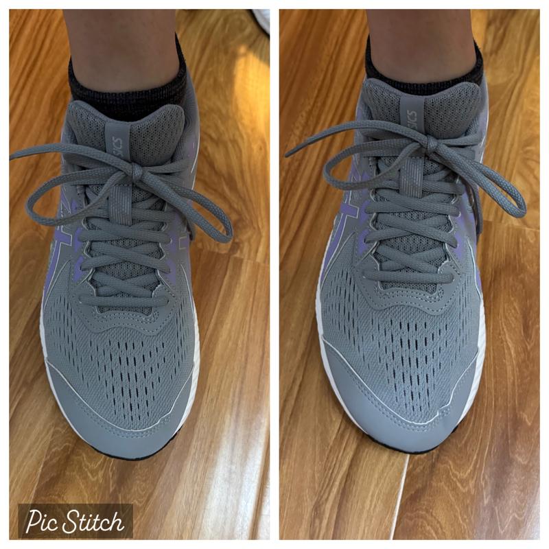 left side is before taking a step, right side is after taking a step, my toes already sliding forward