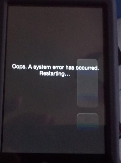 Oops system error, restarting