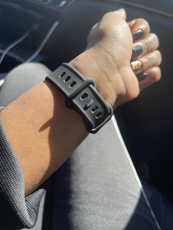 My watch came with the pink band but I purchased a black band and applied it.