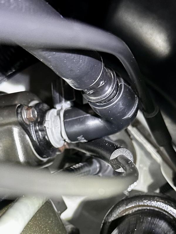 New PCV elbow installed. Old one was cracked from years of oil fumes.